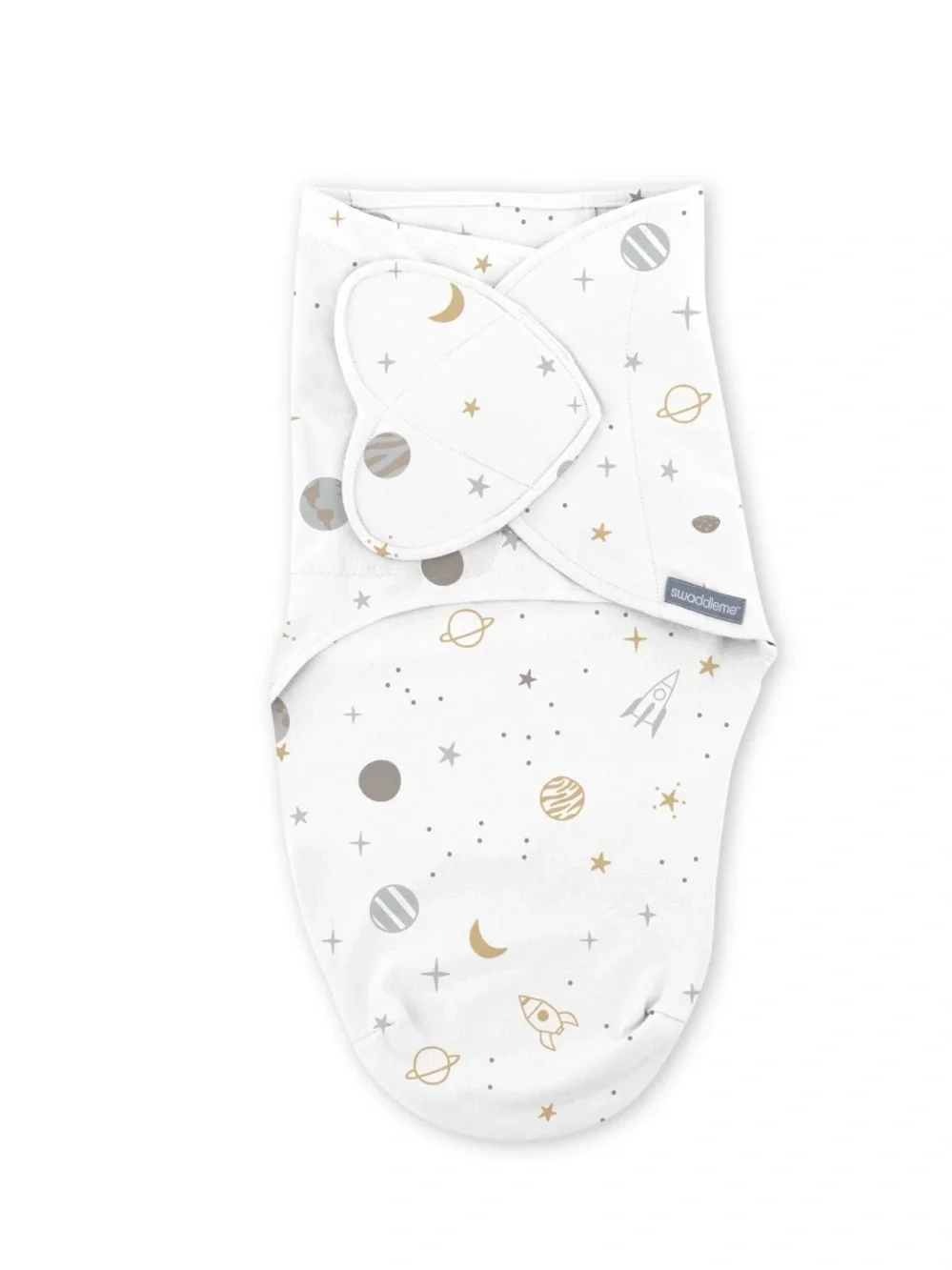 SwaddleMe White Swaddle with Gray and Gold Space Dots